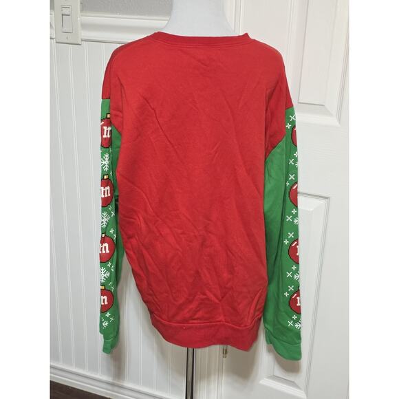 M&M Christmas Face Fleece Red and Green Sweatshirt Pullover Long Sleeve Women - Picture 3 of 8